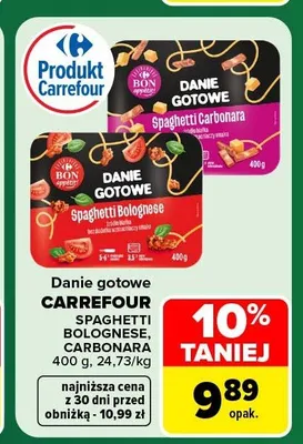 Danie gotowe Spaghetti Carbonara Carrefour promocja w Carrefour