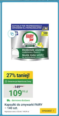 Kapsułki do zmywarki Fairy Jar All in One promocja w ERLI