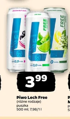 Piwo bezalkoholowe Lech Free Elderflower Lemon 500 ml promocja w Netto