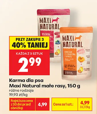 Karma dla psa Maxi Natural małe rasy promocja w Biedronka