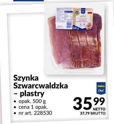 Szynka Szwarcwaldzka plastry makro Chef promocja w Makro
