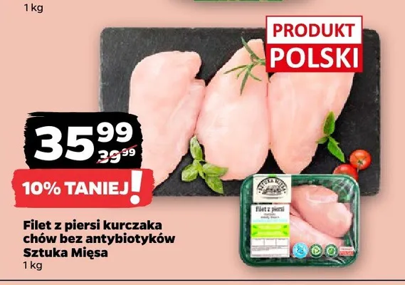Filet z piersi kurczaka chów bez antybiotyków Sztuka Mięsa promocja w Netto