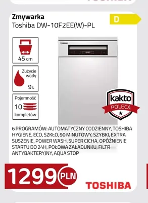 Zmywarka Toshiba DW-10F2EE(W)-PL promocja w kakto.pl