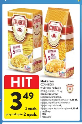 Makaron 5 jajeczny nitka walcowana Czaniecki promocja w Intermarche