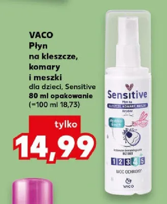 Płyn na kleszcze, komary i meszki dla dzieci Sensitive 80ml opakowanie promocja w Kaufland