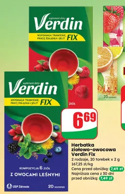 Herbatka ziołowo-owocowa Fix promocja w Dino