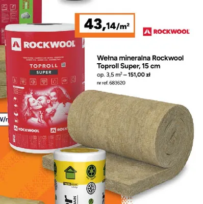 Wełna mineralna Rockwool Toproll Super 15 cm promocja w Bricoman