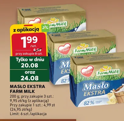 Masło Ekstra Farm Milk promocja w Stokrotka
