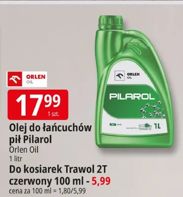 Olej do łańcuchów pił Pilarol Orlen Oil 1l promocja w Leclerc