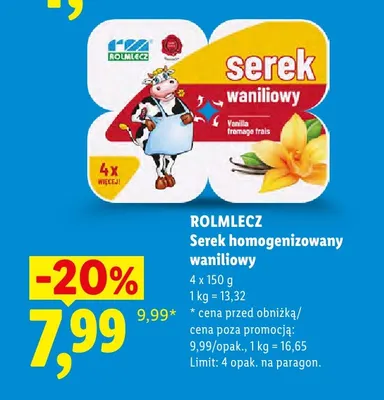 Serek homogenizowany waniliowy Rolmlecz 4-pak promocja w Lidl