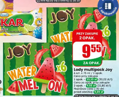 Lody multipack Joy Watermelon promocja w Dino