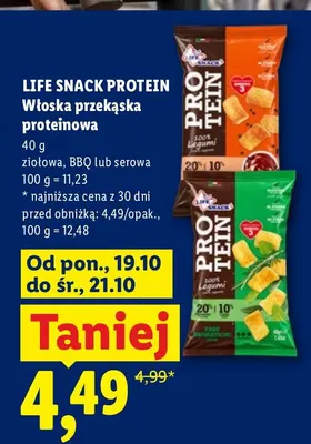 Włoska przekąska proteinowa ziołowa Life Snack Protein promocja w Lidl
