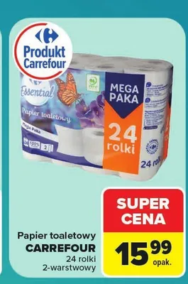 Papier toaletowy Carrefour Essential promocja w Carrefour