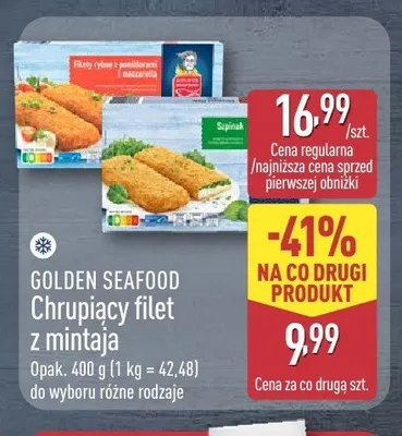 Chrupiący filet z mintaja ze szpinakiem Golden Seafood promocja w Aldi