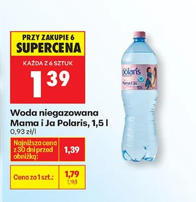 Woda niegazowana Mama i Ja Polaris 1,5l promocja w Biedronka
