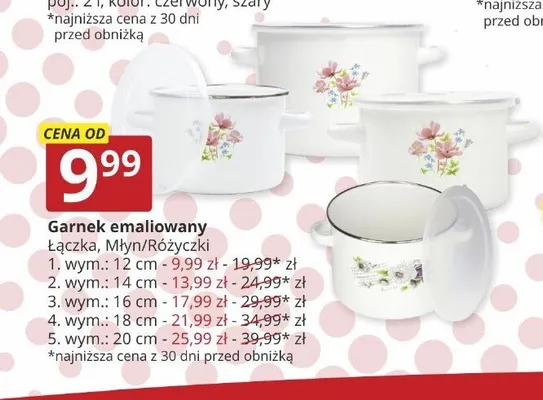 Garnek emaliowany Łączka Młyn/Różyczki 12 cm promocja w Prymus AGD