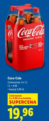 Napój gazowany Coca-Cola, 4x1 l promocja w Lidl