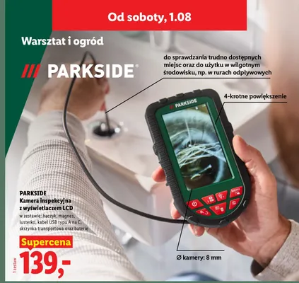 Kamera inspekcyjna z wyświetlaczem LCD Parkside promocja w Lidl