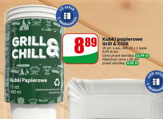 Kubki papierowe Grill & Chill 400ml promocja w Dino