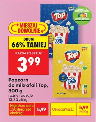 Popcorn do mikrofali, różne rodzaje promocja w Biedronka
