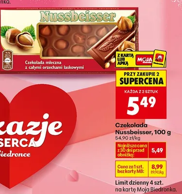 Czekolada Nussbeisser 100 g promocja w Biedronka