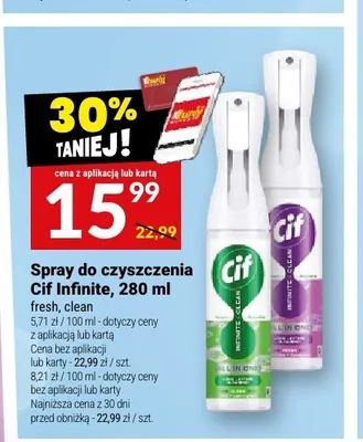 Spray do czyszczenia Cif Infinite fresh 280ml promocja w Twój Market