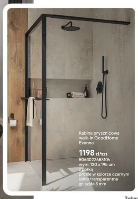 Kabina prysznicowa walk-in GoodHome Evanna promocja w Castorama