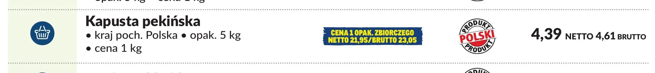 Kapusta pekińska polska promocja w Makro