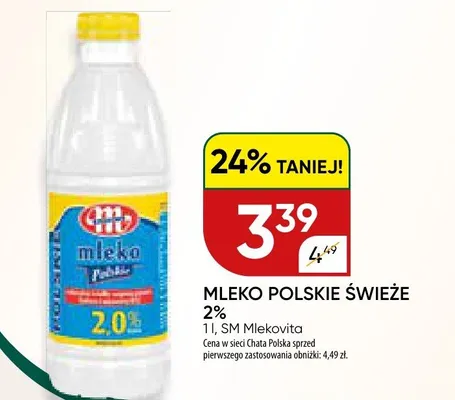 Mleko polskie świeże 2% promocja w Chata Polska