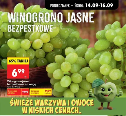 Winogrono jasne bezpestkowe promocja w Biedronka