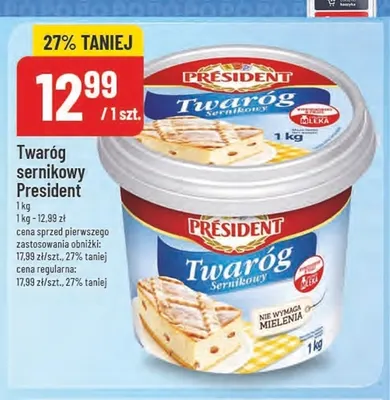 Twaróg sernikowy Président promocja w POLOmarket