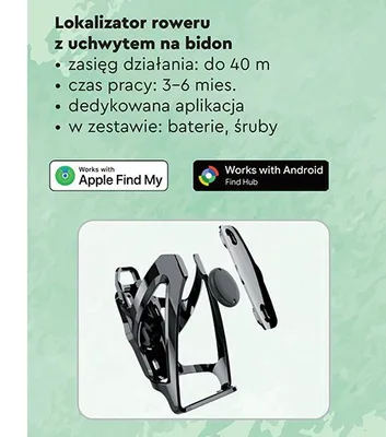 Lokalizator roweru z uchwytem na bidon Forever promocja w Biedronka