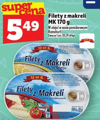 Filety z Makreli MK 170 g w oleju w sosie pomidorowym promocja w TOPAZ