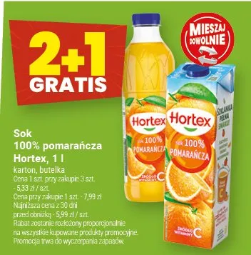 Sok 100% pomarańcza promocja w Twój Market