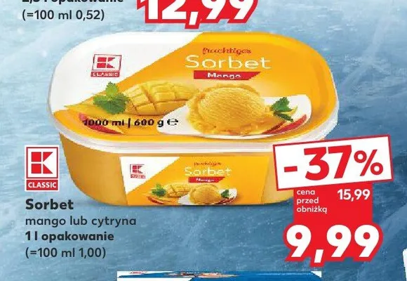 Sorbet cytryna K-Classic promocja w Kaufland