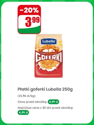 Płatki śniadaniowe goferki Lubella promocja w Dino