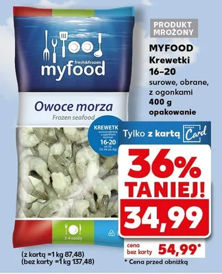 Krewetki 16-20 surowe, obrane, z ogonkami promocja w Kaufland