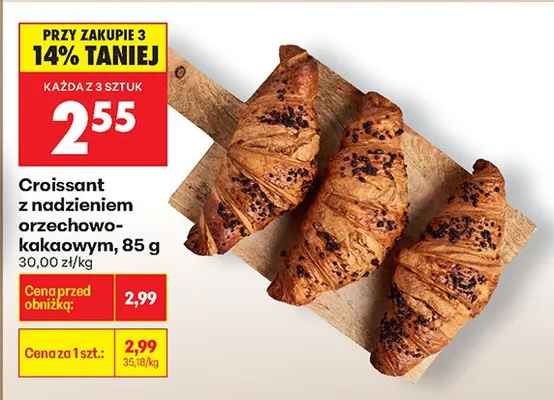 Croissant z nadzieniem orzechowo-kakaowym promocja w Biedronka