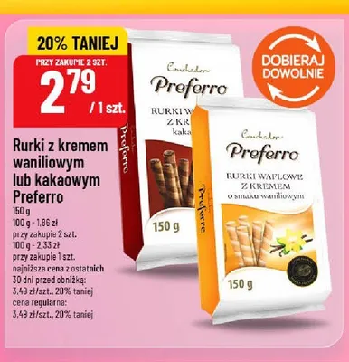 Rurki z kremem waniliowym Preferro promocja w POLOmarket