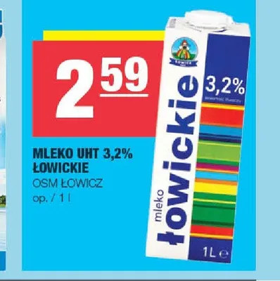 Mleko UHT 3,2% Łowickie OSM Łowicz promocja w SPAR