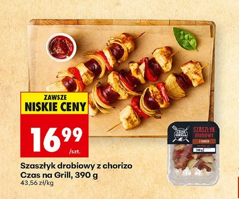 Szaszłyk drobiowy z chorizo Czas na Grill promocja w Biedronka