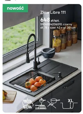 Zlew Libre 111 czarny 78x43x20cm promocja w Castorama