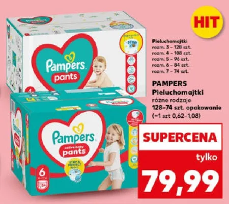 Pieluchomajtki różne rodzaje 128-74 szt. opakowanie promocja w Kaufland