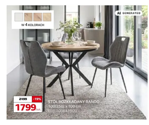 Stół rozkładany Rando 100(250)x100 cm promocja w Komfort