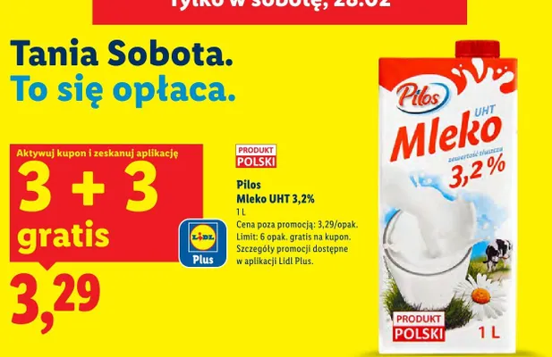 Mleko UHT 3,2% promocja w Lidl
