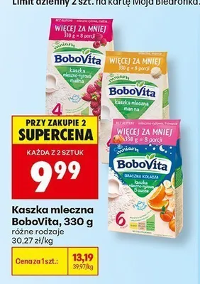 Kaszka mleczno-ryżowa BoboVita 3 owoce promocja w Biedronka