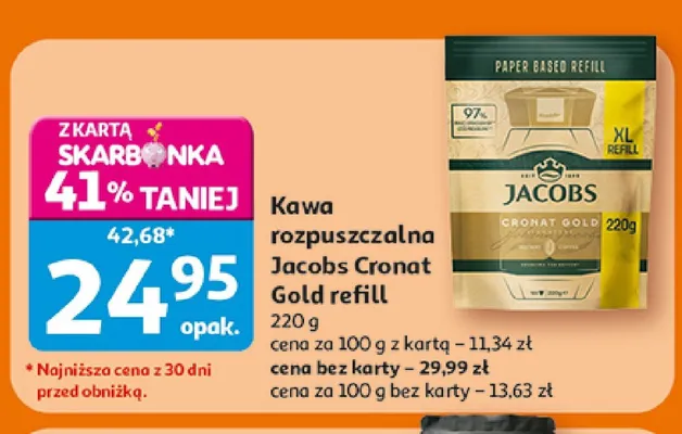 Kawa rozpuszczalna Jacobs Cronat Gold refill promocja w Auchan