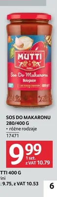 Sos do makaronu MUTTI bolognese promocja w Selgros