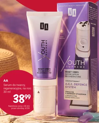 Serum do twarzy regeneracyjne na noc AA Youth Supreme Reset Vibes promocja w Rossmann