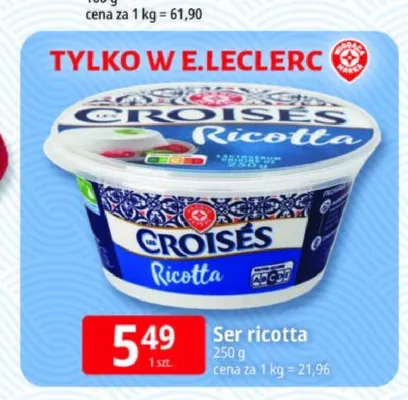 Ser ricotta Croisés promocja w Leclerc